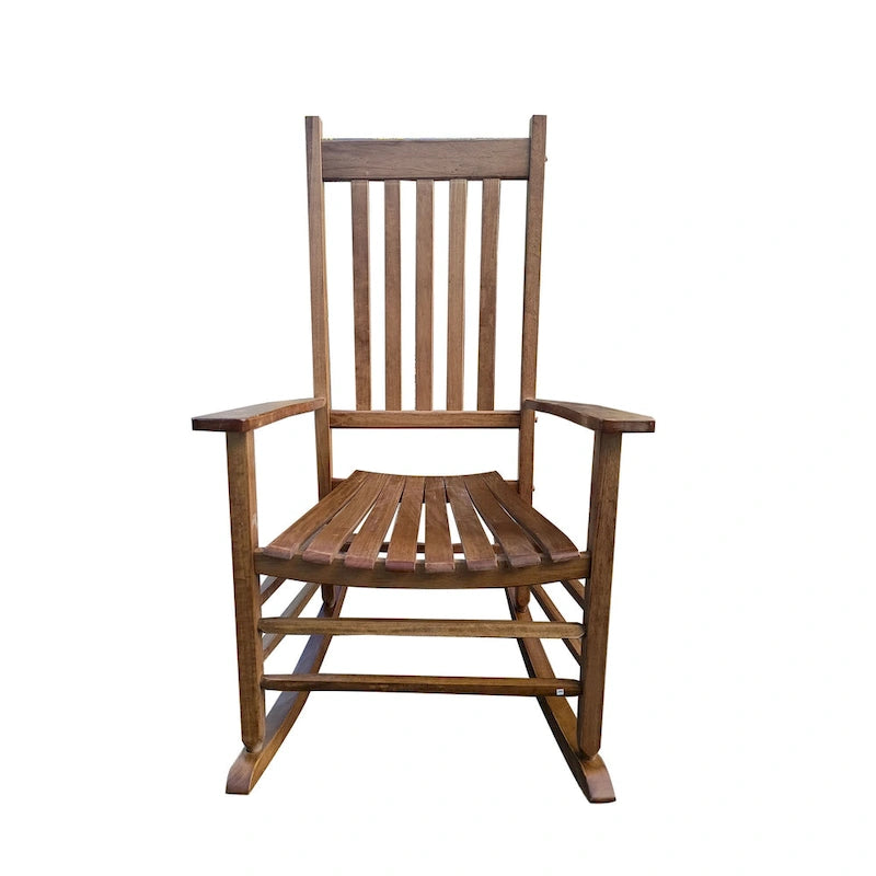 Chaise à bascule en bois marron à dossier haut – Siège unique