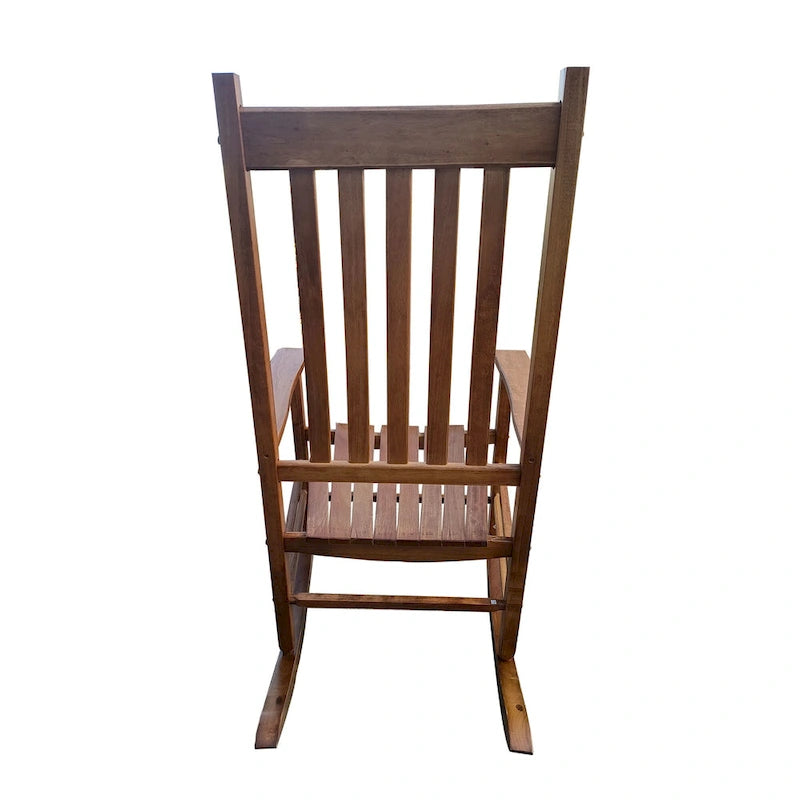 Chaise à bascule en bois marron à dossier haut – Siège unique