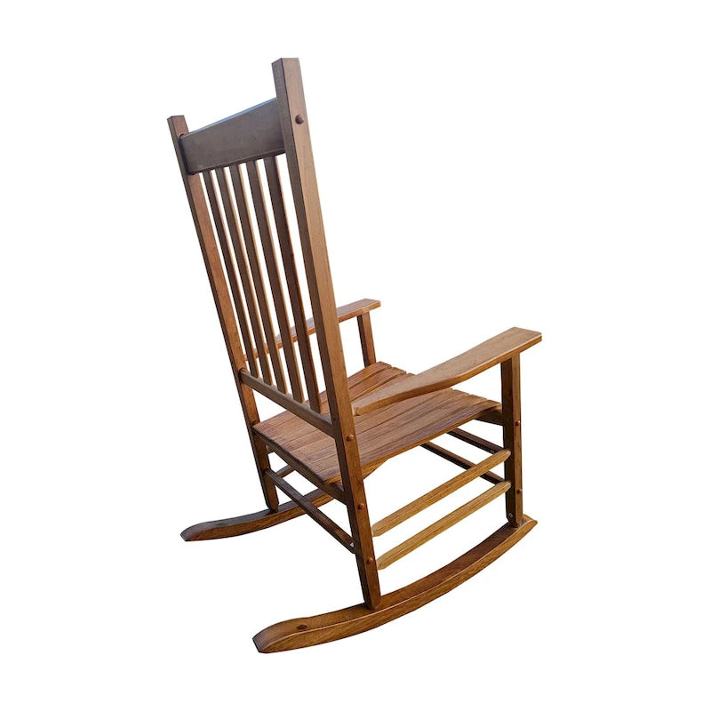 Chaise à bascule en bois marron à dossier haut – Siège unique