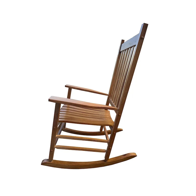 Chaise à bascule en bois marron à dossier haut – Siège unique