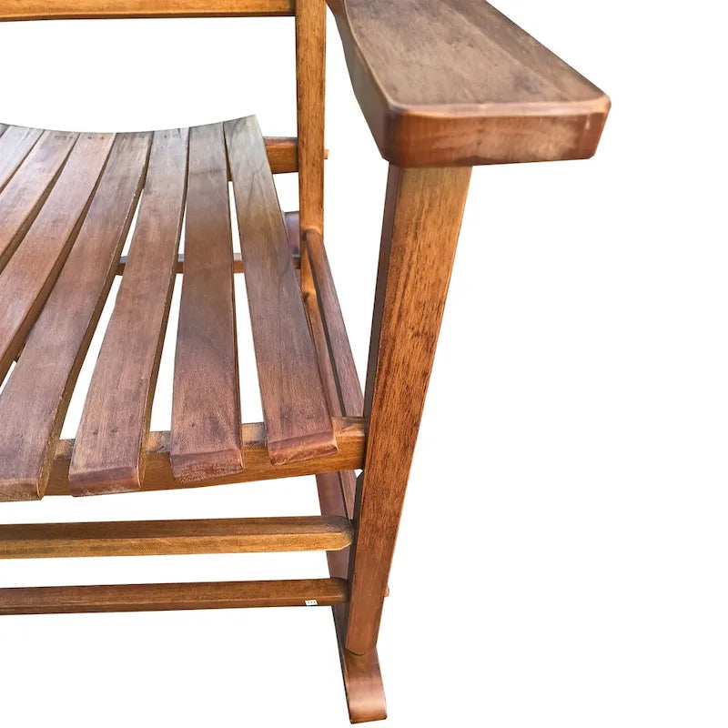 Chaise à bascule en bois marron à dossier haut – Siège unique