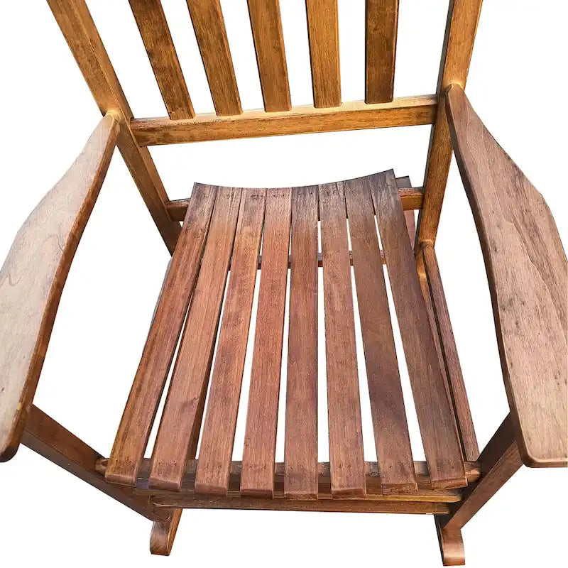 Chaise à bascule en bois marron à dossier haut – Siège unique