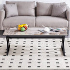 Table basse rectangulaire moderne en or / blanc+noir / noir / blanc+or avec plateau en pierre frittée et pieds en métal en forme de X – Unité unique