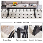 Table basse rectangulaire moderne en or / blanc+noir / noir / blanc+or avec plateau en pierre frittée et pieds en métal en forme de X – Unité unique
