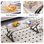 Table basse rectangulaire moderne en or / blanc+noir / noir / blanc+or avec plateau en pierre frittée et pieds en métal en forme de X – Unité unique