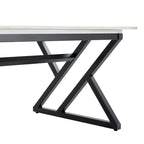 Table basse rectangulaire moderne en or / blanc+noir / noir / blanc+or avec plateau en pierre frittée et pieds en métal en forme de X – Unité unique