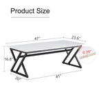 Table basse rectangulaire moderne en or / blanc+noir / noir / blanc+or avec plateau en pierre frittée et pieds en métal en forme de X – Unité unique