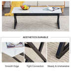Table basse rectangulaire moderne en or / blanc+noir / noir / blanc+or avec plateau en pierre frittée et pieds en métal en forme de X – Unité unique