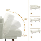 Canapé-lit convertible en velours côtelé gris / bleu marine / beige / vert / kaki avec dossier inclinable séparé et accoudoirs évasés – 2 places, se transforme en lit double