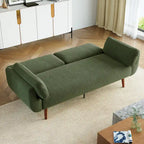 Canapé-lit convertible en velours côtelé gris / bleu marine / beige / vert / kaki avec dossier inclinable séparé et accoudoirs évasés – 2 places, se transforme en lit double
