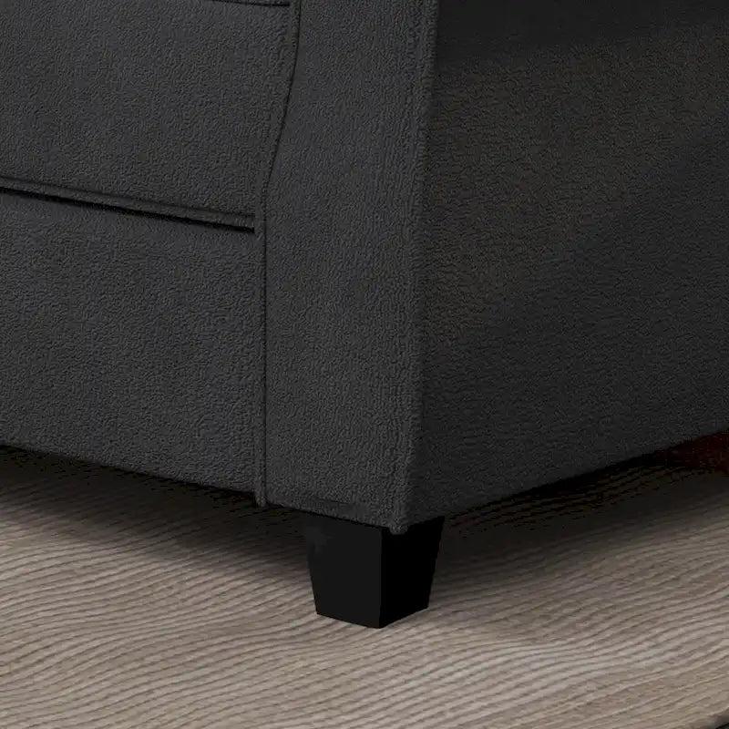 Canapé capitonné gris foncé/marron avec cadre en bois massif et coussins en mousse – 2 places