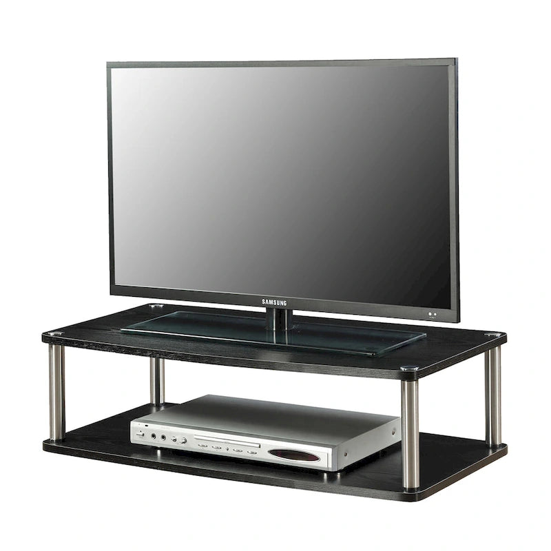 Meuble support TV rehausseur à 2 niveaux pivotant à 360° Noir/Cerise/Blanc pour TV jusqu'à 37 pouces – Unité individuelle