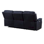 Canapé inclinable électrique en similicuir polyester bleu océan / marron noyer avec port de chargement USB – 3 places