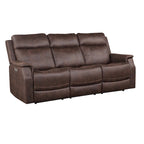 Canapé inclinable électrique en similicuir polyester bleu océan / marron noyer avec port de chargement USB – 3 places
