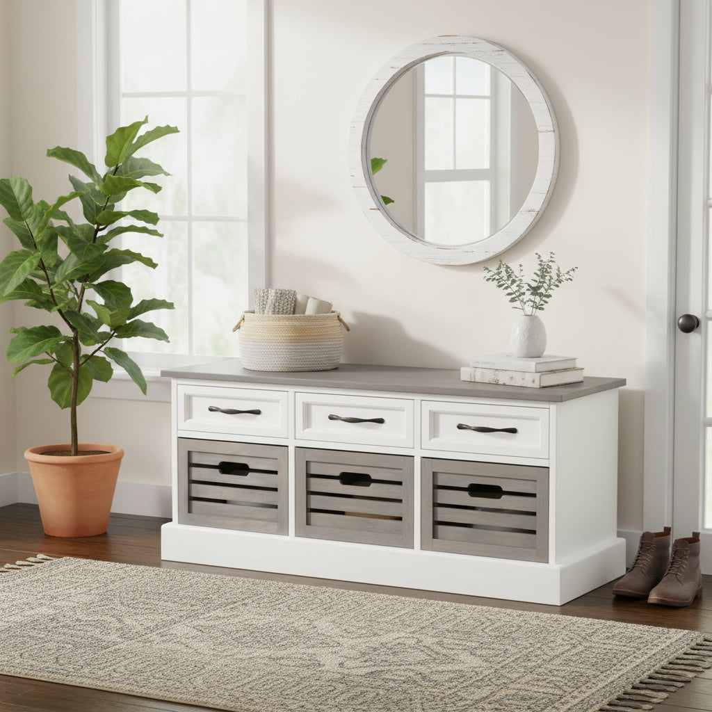 Paola Traditional Wood Cabinet with Baskets