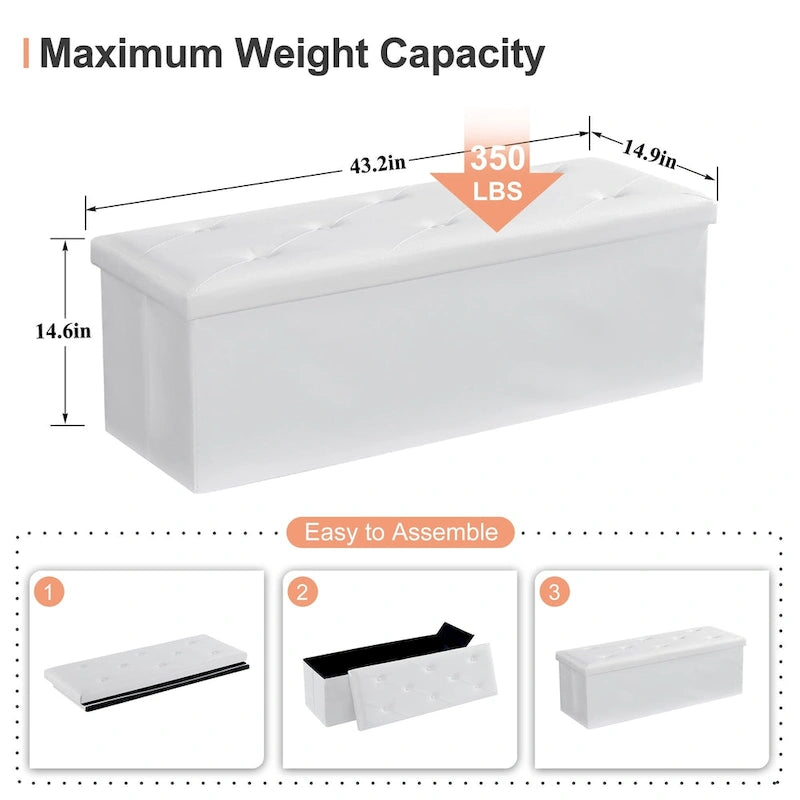 Pouffe de rangement cube en cuir PVC Noir / Blanc / Marron / Gris avec couvercle capitonné – Unité simple