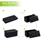 Pouffe de rangement cube en cuir PVC Noir / Blanc / Marron / Gris avec couvercle capitonné – Unité simple