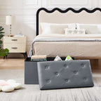 Pouffe de rangement cube en cuir PVC Noir / Blanc / Marron / Gris avec couvercle capitonné – Unité simple