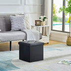 Pouffe de rangement cube en cuir PVC Noir / Blanc / Marron / Gris avec couvercle capitonné – Unité simple