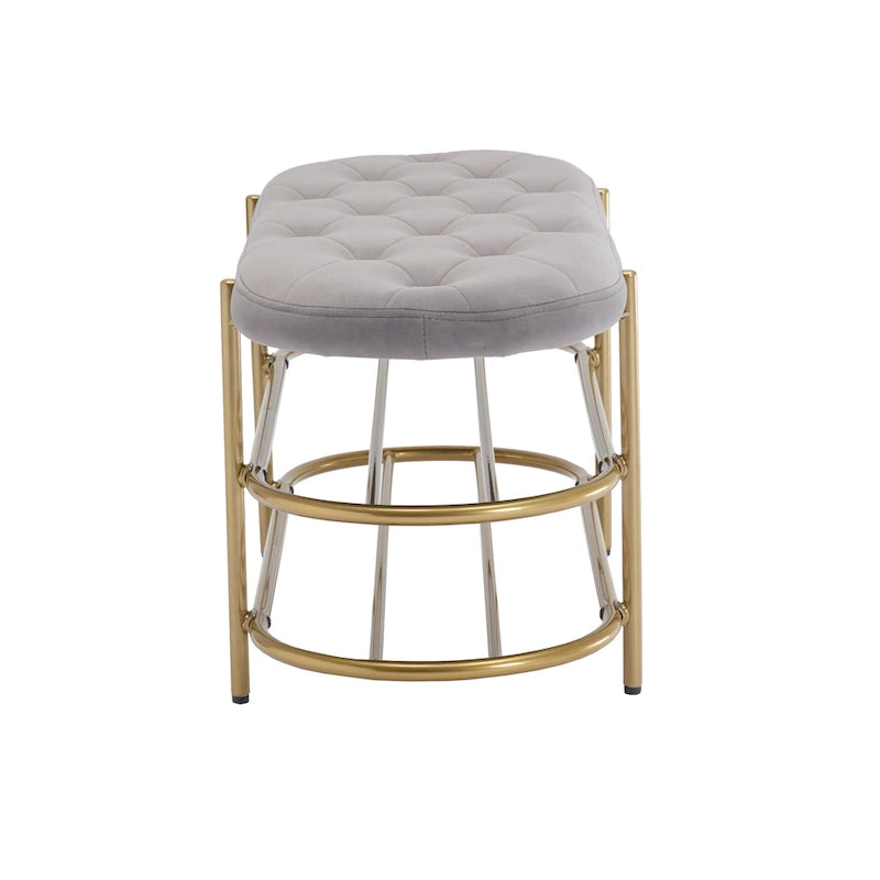 Banc rembourré en velours rose / orange / noir / gris / beige / bleu marine / rouge / olive avec double étagère à chaussures – Unité simple