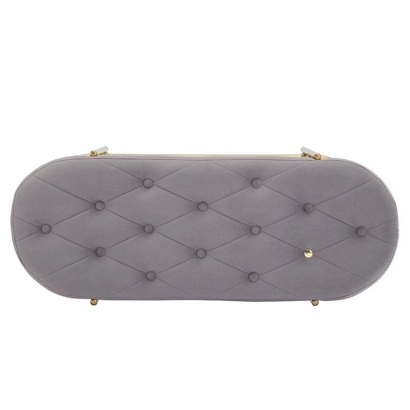 Banc rembourré en velours rose / orange / noir / gris / beige / bleu marine / rouge / olive avec double étagère à chaussures – Unité simple