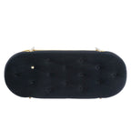 Banc rembourré en velours rose / orange / noir / gris / beige / bleu marine / rouge / olive avec double étagère à chaussures – Unité simple