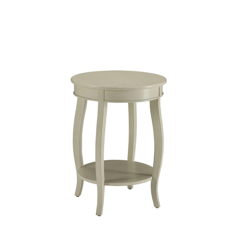 Guéridon à Plateau Rond et Pieds Cabriolés avec Étagère Inférieure, coloris sarcelle/rouge/noyer/blanc antique – Unité unique
