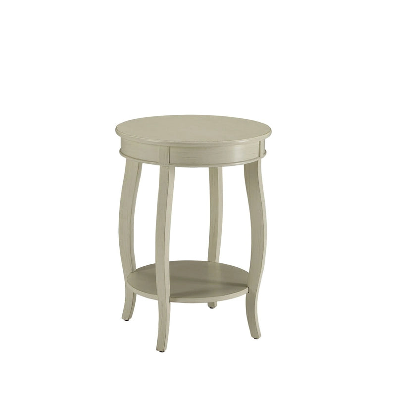 Guéridon à Plateau Rond et Pieds Cabriolés avec Étagère Inférieure, coloris sarcelle/rouge/noyer/blanc antique – Unité unique