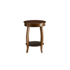Guéridon à Plateau Rond et Pieds Cabriolés avec Étagère Inférieure, coloris sarcelle/rouge/noyer/blanc antique – Unité unique