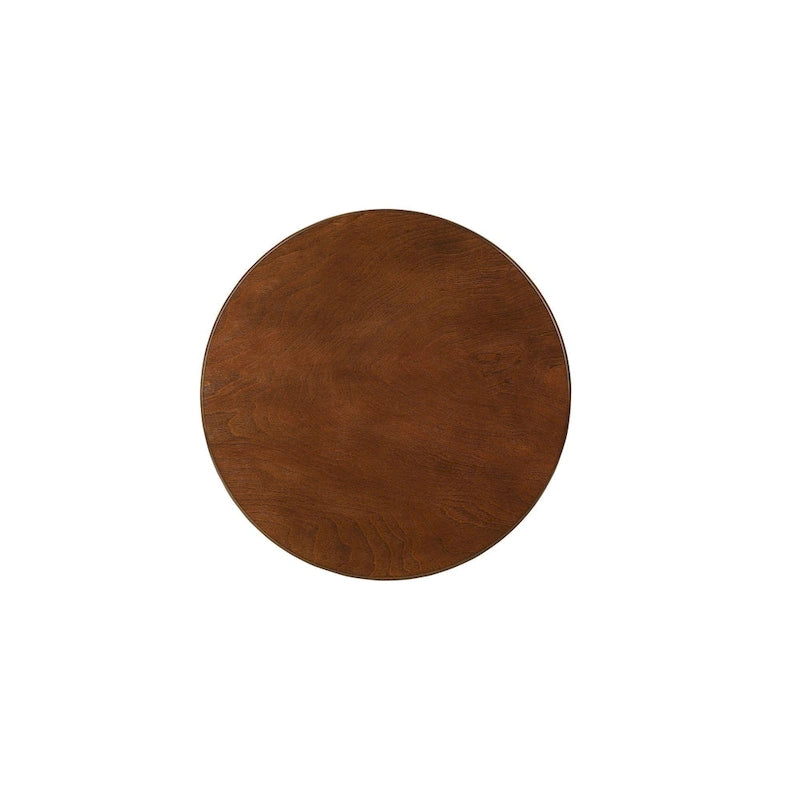Guéridon à Plateau Rond et Pieds Cabriolés avec Étagère Inférieure, coloris sarcelle/rouge/noyer/blanc antique – Unité unique