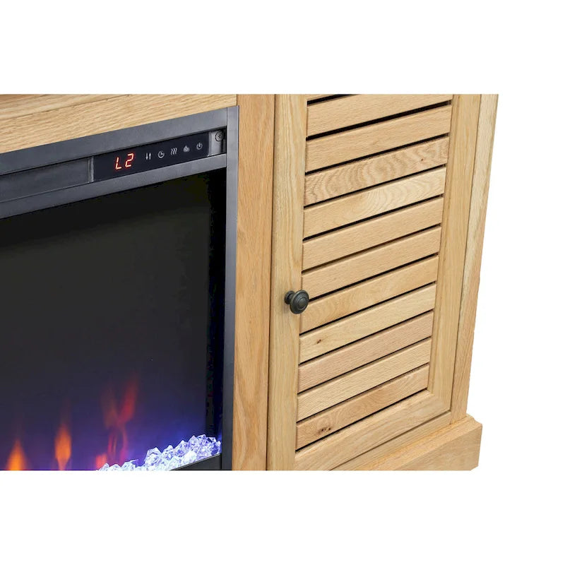Meuble TV cheminée électrique Clove Oak – 68 po, Convient aux téléviseurs jusqu'à 80 po