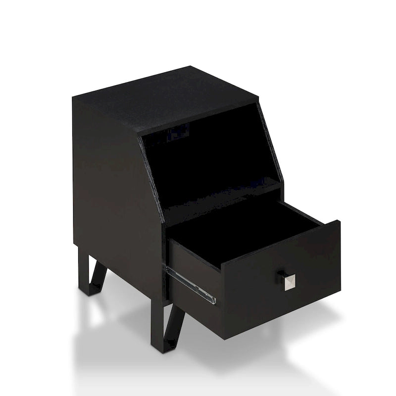 Table d'appoint contemporaine noire / blanche / grise / bleu ciel / bleu marine avec tiroir et étagère ouverte – Unité individuelle