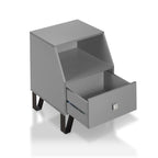 Table d'appoint contemporaine noire / blanche / grise / bleu ciel / bleu marine avec tiroir et étagère ouverte – Unité individuelle