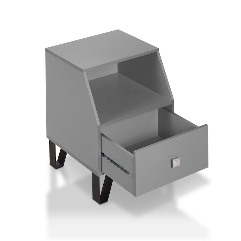 Table d'appoint contemporaine noire / blanche / grise / bleu ciel / bleu marine avec tiroir et étagère ouverte – Unité individuelle