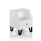 Table d'appoint contemporaine noire / blanche / grise / bleu ciel / bleu marine avec tiroir et étagère ouverte – Unité individuelle