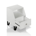 Table d'appoint contemporaine noire / blanche / grise / bleu ciel / bleu marine avec tiroir et étagère ouverte – Unité individuelle