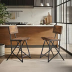 Tabouret de comptoir industriel en bois de récupération et métal canon de fusil avec dossier – Individuel