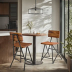 Tabouret de comptoir industriel en bois de récupération et métal canon de fusil avec dossier – Individuel