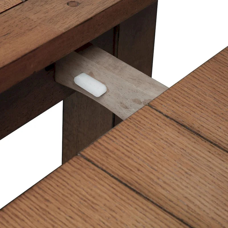 Table de salle à manger style shaker en chêne rustique avec 2 rallonges escamotables et plateau à lattes – 6 à 8 places