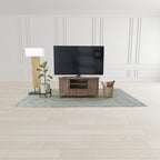 Meuble TV en bois recyclé rustique marron clair avec gestion des câbles et étagère ouverte – Unité simple