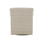 Fauteuil planeur pivotant à 360° en tissu jacquard beige avec dossier fixe, coussin d'assise amovible et base en métal noir – Siège simple
