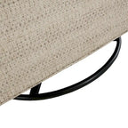 Fauteuil planeur pivotant à 360° en tissu jacquard beige avec dossier fixe, coussin d'assise amovible et base en métal noir – Siège simple