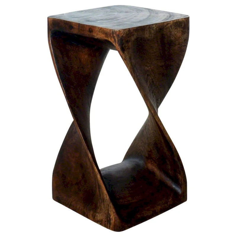 Haussmann Original Wood Twist Stool 10 X 10 X 18 In High Mocha Oil - 10 x 10 x 18