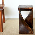 Tabouret et table d'appoint en bois d'acacia sculpté à la main Mocha Oil – Unité simple