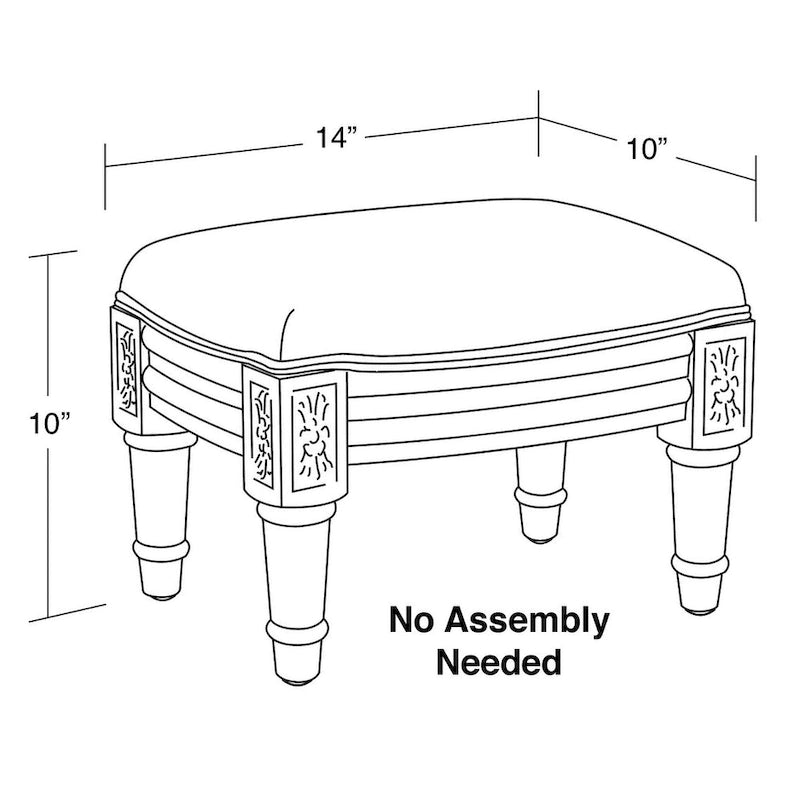 Repose-pieds en lin imprimé Aqua avec double passepoil et finition bois teinté, structure en bois massif – Unité simple