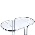 Desserte moderne chromée avec plateau en verre et roulettes – Unité unique