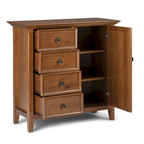 Armoire de rangement transitoire en bois massif avec 4 tiroirs et étagères réglables – Unité individuelle – Brun foncé / Brun miel / Naturel rustique / Brun doré clair / Brun hickory