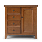 Armoire de rangement transitoire en bois massif avec 4 tiroirs et étagères réglables – Unité individuelle – Brun foncé / Brun miel / Naturel rustique / Brun doré clair / Brun hickory