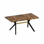 Table à manger rectangulaire extensible en MDF noir marron/gris avec pieds en croix en fer – Pour 4-6 personnes