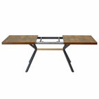 Table à manger rectangulaire extensible en MDF noir marron/gris avec pieds en croix en fer – Pour 4-6 personnes